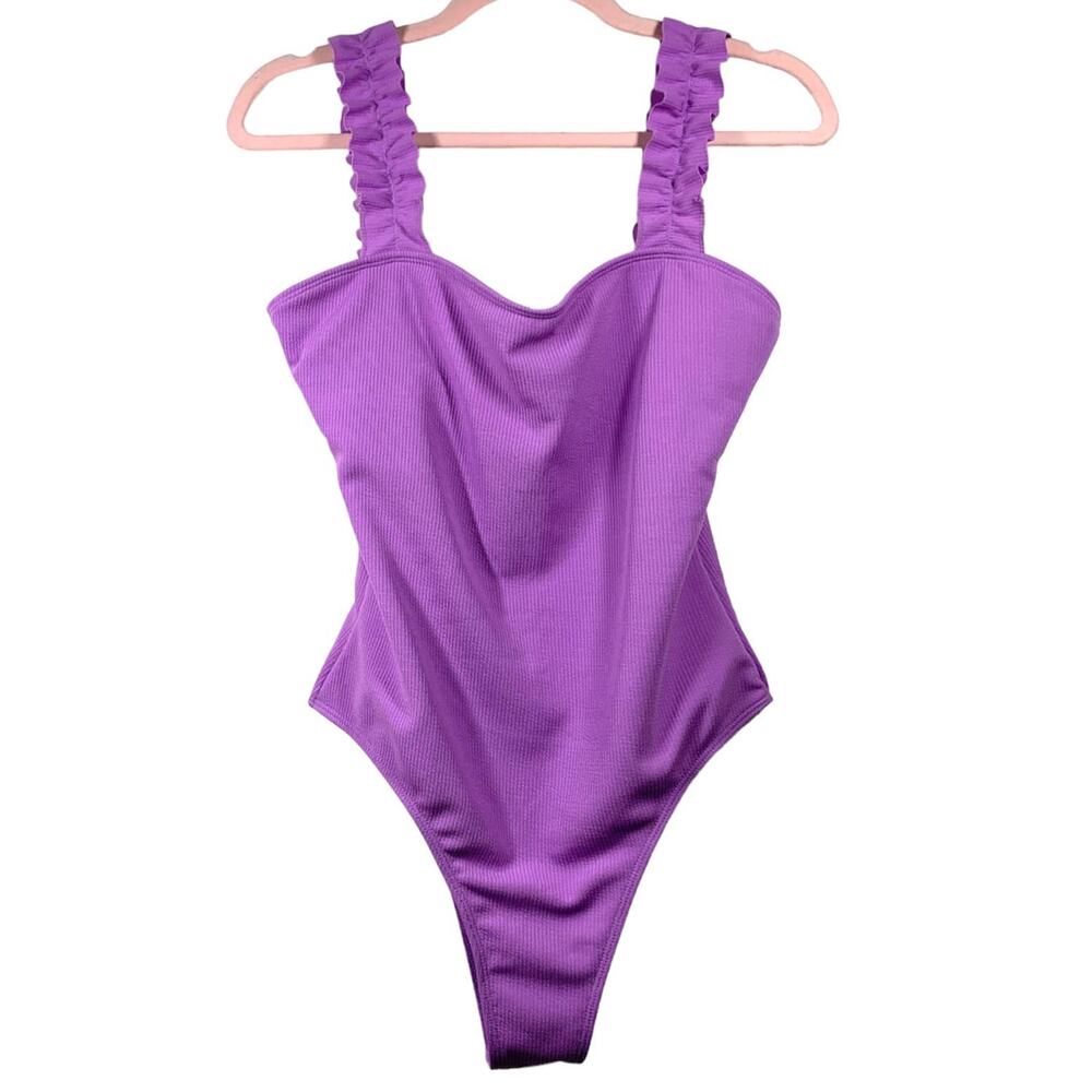 SHEIN Lilac Sleeveless Ruffle Bodysuit Large
